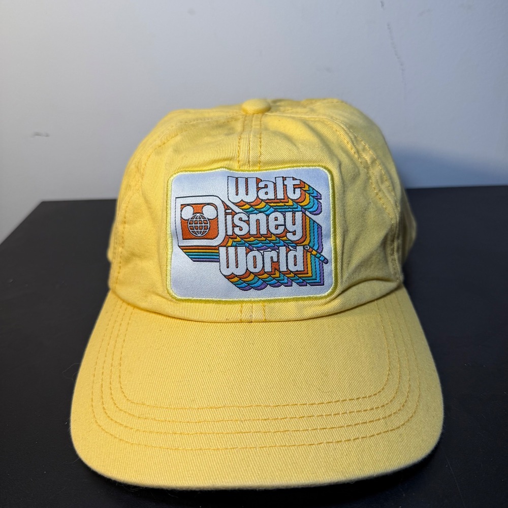 Walt Disney World Baseball Cap Retro Logo Adjustable Strap Light Yellow
